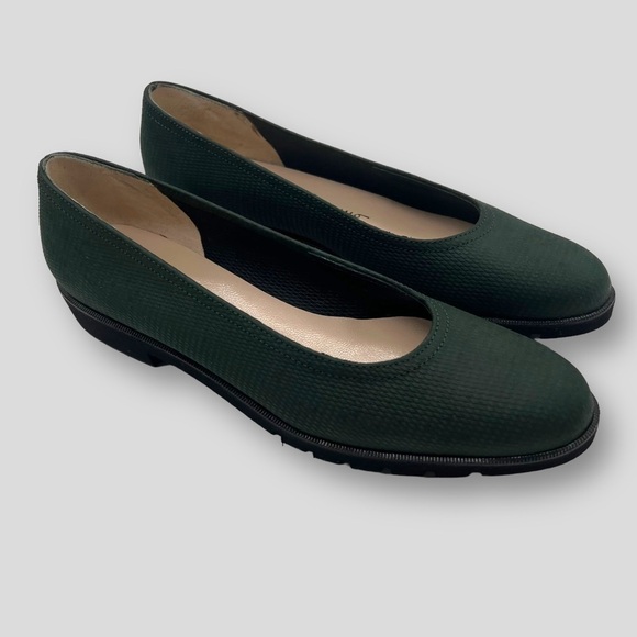 Salvatore Ferragamo Shoes - Salvatore Ferragamo Hunter Green Slip On Flats.